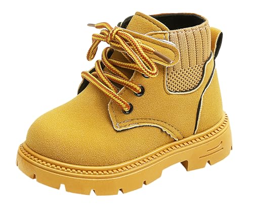 NEAWEALY Jungen Warme Stiefeletten Baby Winterschuhe Thermo Winterstiefel Winterboots Klettverschluss Snowboots Gelb 21 EU von NEAWEALY