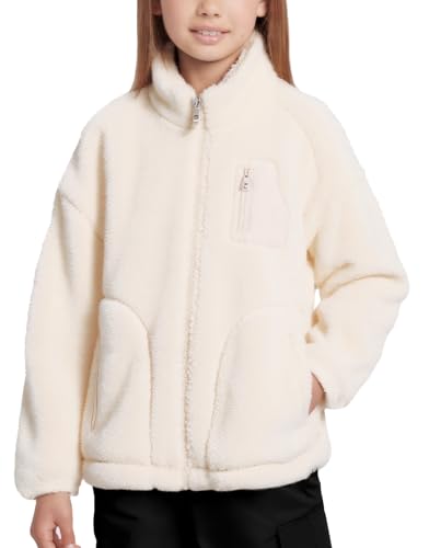 NEAWEALY Kinder Baby Fleecejacke Jungen Mädchen Winterjacke Stehkragen Reißverschluss Teddy Fleece Jacke Plüschjacke Flauschjacke Beige 12-13Y von NEAWEALY