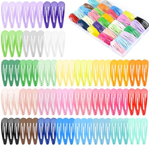 NEBURORA 150 Stück bunte Haarspangen mit Druckknopf, 30 Farben, 2 Zoll Haarspangen mit Aufbewahrungsbox, Haar-Accessoires für Frauen von NEBURORA