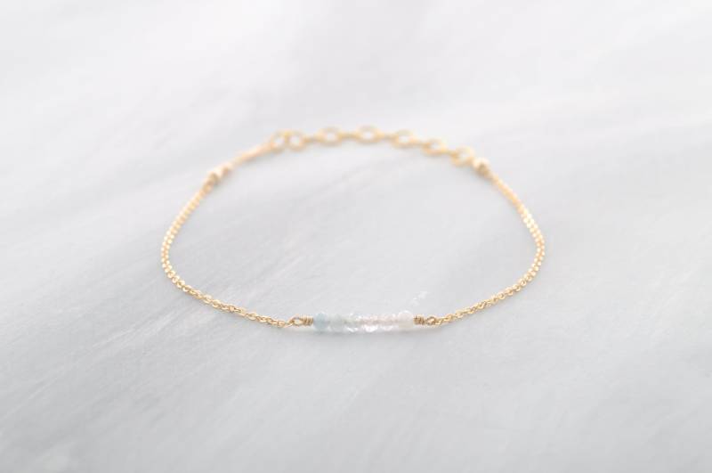 Süßes Beryll-Armband Mit Blauem Aquamarin Und Rosa Morganit, Verstellbar, 14K Gf, Rosé Gf Oder Silber von NECKLESSARY