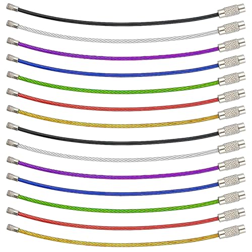 NECXON 14-teiliger Schlüsselanhängerring, 15 cm großer Schlüsselanhänger aus Stahldraht für Gepäckanhänger, Ringhalter, Binderinge, Reiseanhänger, in 7 Farben erhältlich von NECXON