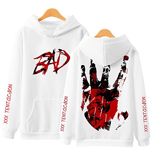 NEDLON Hoodies Sweatshirts Xxxtentacion Kapuzenpullover Reise bedrucktes T-Shirt Mode weiche Herren Damen Kleidung Rundhals(Weiß,XS) von NEDLON
