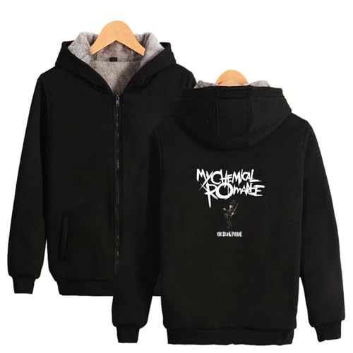 NEDLON Verdicktes Sweatshirt My Chemical Romance Hoodie Reißverschlussjacke für Erwachsene Langarm Lockere Passform Winter-Kapuzenpullover(Schwarz,M) von NEDLON