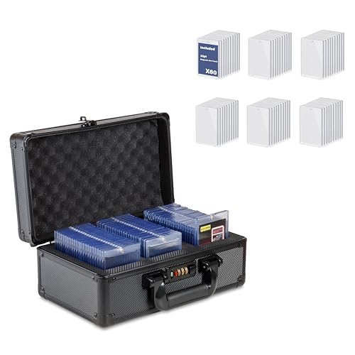 NEETBU Sport- und Sammelkarten-Aufbewahrungsbox mit zwei Fächern + 60 Schutzhüllen – tragbarer Organizer für Sammelkarten, Erinnerungsstücke (33 x 15,2 x 22,9 cm) von NEETBU