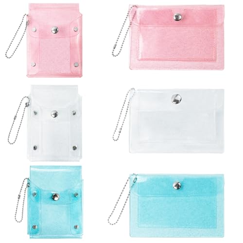 Bunte transparente Lippenstift-Hülle, Schlüsselanhänger, 2 Größen, wasserdichte Münzbörse, Mini-Make-up-Tasche für Geldbörse, niedliche Münzgeldbörsen, PVC-Tasche für kleine Gegenstände, 6 Stück von NEETUE