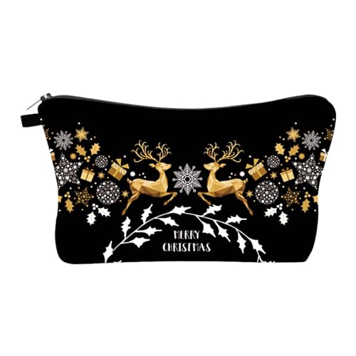 Feiertags-Kosmetiktaschen,Make-up-Tasche mit Weihnachtsmotiv | Tragbare Make-up-Tasche für Damen, weihnachtliche Kosmetiktasche für Reisen, Kosmetik, Accessoires Neflum von NEFLUM