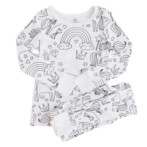 NEFLUM Graffiti-Schlafanzug für Jungen, Schlafanzug für Kinder,Graffiti-Nachtwäsche für Kinder, Pyjama-Set | DIY-Nachtwäsche-Winter-Langarm-Pyjama-2-teiliges Outfit für Kinder von NEFLUM