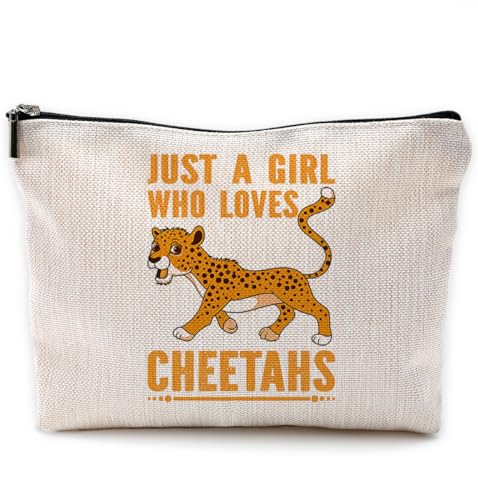 NEGIGA Geparden-Make-up-Tasche, Geparden-Geschenke für Frauen, Geparden-Liebhaber, Geparden-Kosmetiktaschen für Frauen, Just a Girl Who Loves Cheetahs Kleine Kosmetiktasche für Geldbörse, Beige von NEGIGA