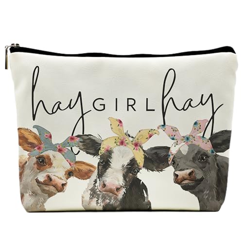 NEGIGA Kuh-Geschenke, Western-Make-up-Tasche, Kuh-Make-up-Tasche, Make-up-Tasche für Damen, PU-Kunstleder, Beige NEGIGA Kuh-Geschenke, Western-Make-up-Tasche, Kuh-Make-up-Tasche, Make-up-Tasche für Damen, PU-Kunstleder, Beige von NEGIGA