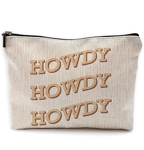 NEGIGA Western Cowboy Howdy Kosmetiktasche mit Reißverschluss, Reise-Kulturbeutel, Cowgirl-Geschenke, Cowgirl-Geschenke für Teenager-Mädchen, Beige von NEGIGA