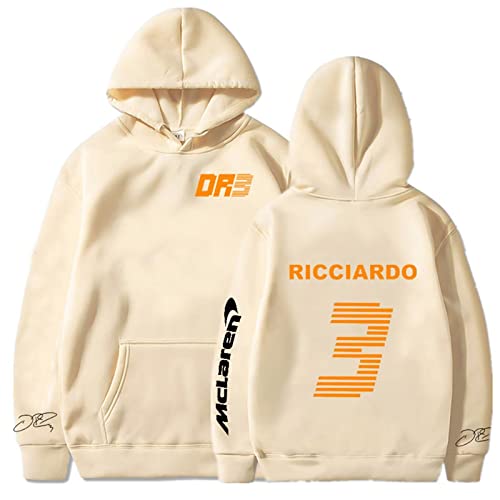 NEGRAR Formula One DR-3 Hoodies Damen Racing Sport Hoody Pullover Herren F1 Racer Ricciardo Fans Pullover Sweatshirts, Dr-3 Beige, 38 von NEGRAR