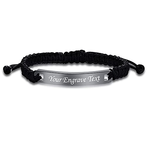 NEHZUS Handgemachte Freundschaftsbänder, personalisiertes Seil geflochtenes Armband, Geschenkideen für Tochter Mutter Frauen Sohn Männer, Schmuck für Sie und Ihn (Black) von NEHZUS