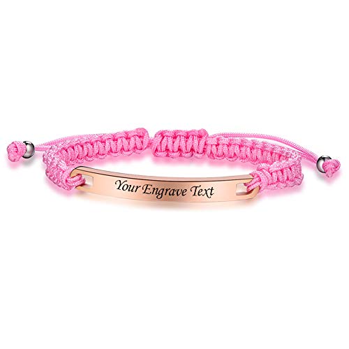 Handgemachte Freundschaftsbänder, personalisiertes Seil geflochtenes Armband, Geschenkideen für Tochter Mutter Frauen Sohn Männer, Schmuck für Sie und Ihn (Rose Gold) von NEHZUS