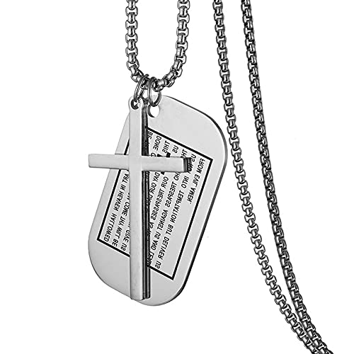 NEHZUS Edelstahl-Kreuz-Schmuck, für Herren und Damen, personalisierte Halskette, Erkennungsmarken-Anhänger, Militärmarke mit Worten, personalisierbare Gravur, inspirierende Halskette von NEHZUS