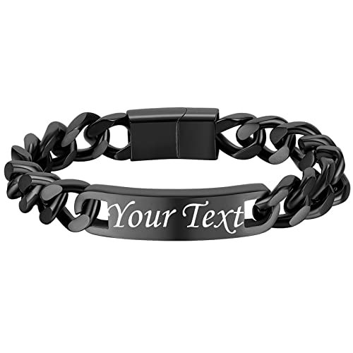 NEHZUS Benutzerdefinierte Gravur Armband für Männer Edelstahl Cuban Curb Link Kette personalisierte Armbänder mit Magnetschnalle Verschluss von NEHZUS