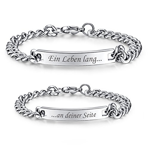 NEHZUS Damen Herren Edelstahl ID Armbänder Custom Gravur Personalisierte Armband Jahrestag Geschenke (EIN Leben lang) von NEHZUS