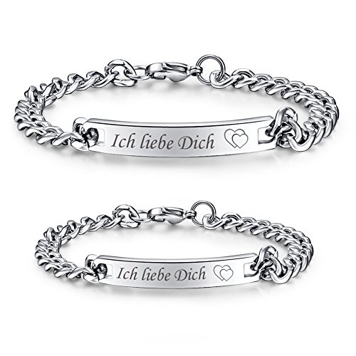 NEHZUS Damen Herren Edelstahl ID Armbänder Custom Gravur Personalisierte Armband Jahrestag Geschenke (Ich liebe dich) von NEHZUS