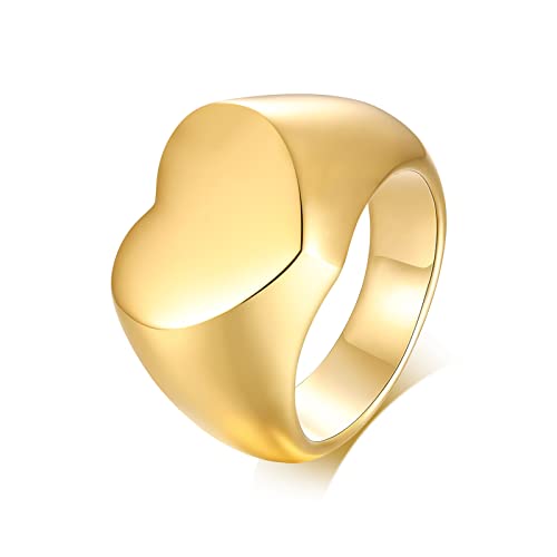 NEHZUS Edelstahl Ringe für Herren Damen Herz Form Gold Ringe Verlobung Freundschaftsring Ringe mit Gravur Herren Damen Edelstahlring (61.5(20)) von NEHZUS