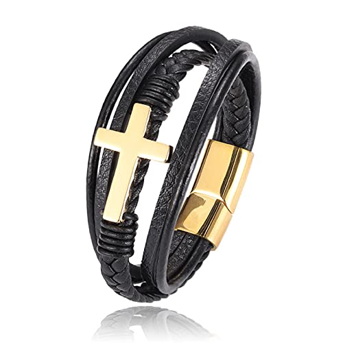 NEHZUS Glaubensarmband für Herren für Männer Kreuzarmband aus Leder und Stahl Religiöses Lederarmband NEHZUS Glaubensarmband für Herren für Männer Kreuzarmband aus Leder und Stahl Religiöses Lederarmband von NEHZUS