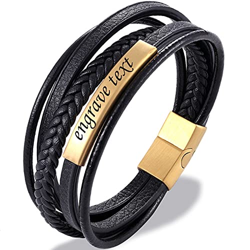NEHZUS Herren Armband Edelstahl Echtleder Armband Geflochten Mit Magnet Verschluss Gravur Personalisieren NEHZUS Herren Armband Edelstahl Echtleder Armband Geflochten Mit Magnet Verschluss Gravur Personalisieren von NEHZUS