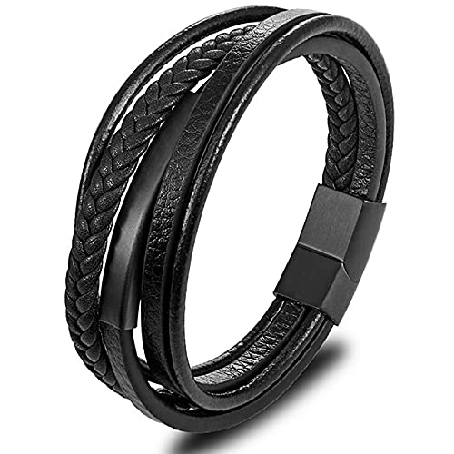 NEHZUS Herren Armband Edelstahl Echtleder Armband Geflochten Mit Magnet Verschluss Gravur Personalisieren NEHZUS Herren Armband Edelstahl Echtleder Armband Geflochten Mit Magnet Verschluss Gravur Personalisieren von NEHZUS