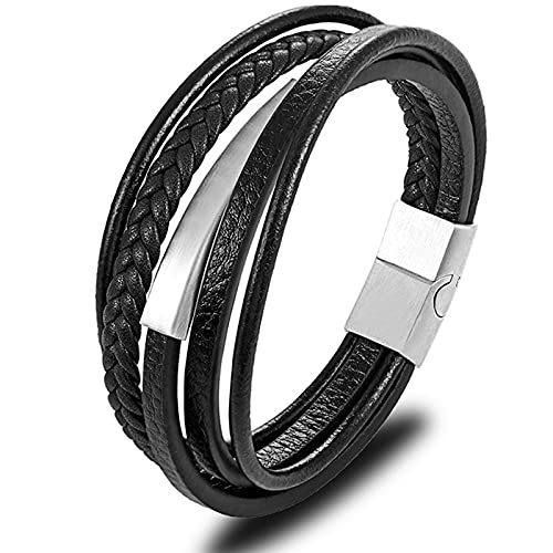 NEHZUS Herren Armband Edelstahl Echtleder Armband Geflochten Mit Magnet Verschluss Gravur Personalisieren NEHZUS Herren Armband Edelstahl Echtleder Armband Geflochten Mit Magnet Verschluss Gravur Personalisieren von NEHZUS
