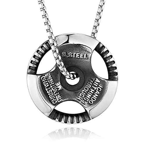 NEHZUS Herren-Fitness-Schmuck Hantel Charm Sport Barbell Anhänger Biker Box Kette Halskette Edelstahl Halskette von NEHZUS