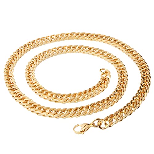 NEHZUS Kubanische Gliederkette für Herren, Goldkette | Silberkette | Rotgoldkette für Männer, Jungen, Frauen, Hip-Hop & cooler Stil, 316L Edelstahl/18K vergoldet, 6 mm, 40/50/70 cm (50CM, Gold) von NEHZUS