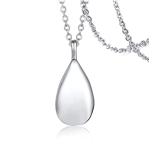 NEHZUS Urnen-Halskette für Damen, Edelstahl, Wassertropfen-Anhänger, Urnen-Halskette für Asche, Schmuck, Andenken, Gedenkanhänger mit 50 cm Kette und Füll-Set von NEHZUS