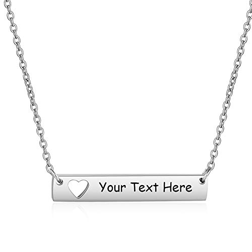 Personalisierte Namen Halskette Damen Kette Edelstahl Bar Anhänger Namenskette für Geschenk (Silver) von NEHZUS