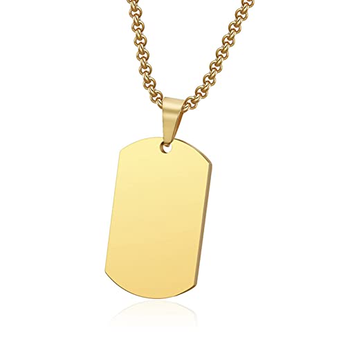 NEHZUS Herren Edelstahl Doppel Dog Tag Anhänger Halskette Personalisierte Gravur Halsketten für Ihn (Goldgravur) von NEHZUS