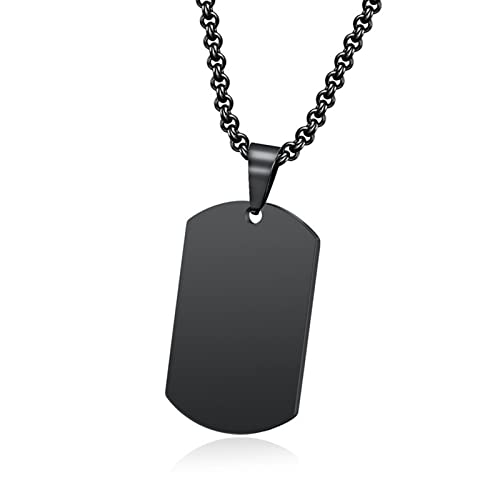 NEHZUS Herren Edelstahl Doppel Dog Tag Anhänger Halskette Personalisierte Gravur Halsketten für Ihn (schwarzer Enrgave) von NEHZUS