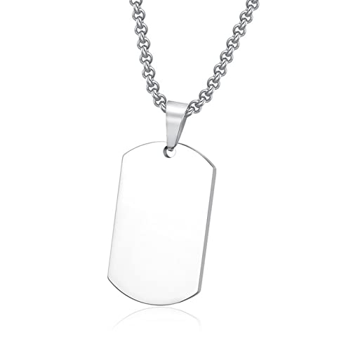 NEHZUS Herren Edelstahl Doppel Dog Tag Anhänger Halskette Personalisierte Gravur Halsketten für Ihn (Silber gravieren) von NEHZUS