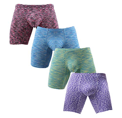 Herren Boxershorts No Ride Up Lange Beine Unterwäsche Low Rise Trunks mit Tasche - - Medium von NEIKU