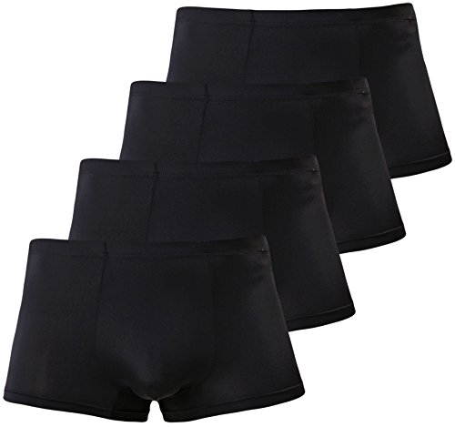 NEIKU Herren Atmungsaktive Unterwäsche Eisseide Boxershorts Sexy Low Rise Trunks, 4 Stück schwarz, Small von NEIKU