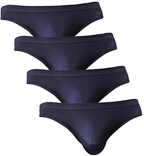 NEIKU Herren Sexy Ice Silk Bikini Unterwäsche Low Rise Nahtlos Atmungsaktiv Slip - Schwarz - Large von NEIKU