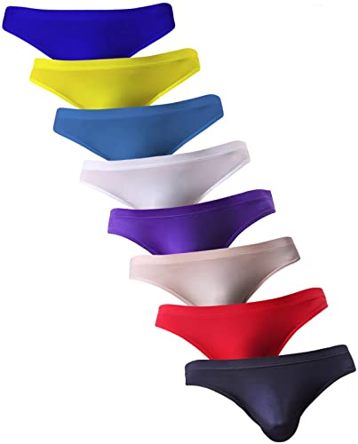 NEIKU Herren Unterwäsche Tanga Eisseide Bikini Slip G-String T-Back Undies, 8er-Pack, Small von NEIKU