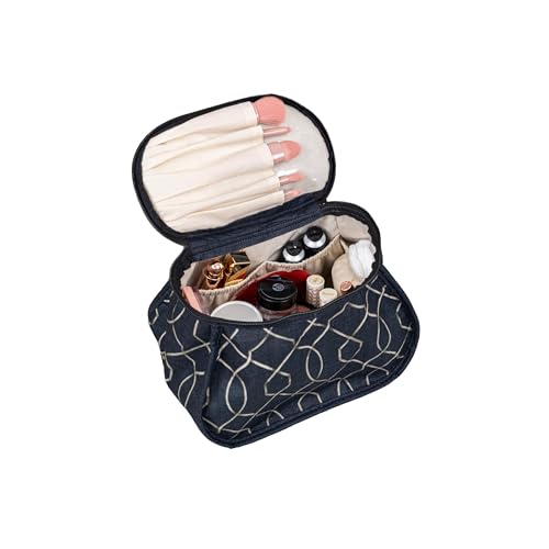 Reise-Kulturbeutel für Damen, große Make-up-Tasche mit Fächern, Kosmetik-Organizer für Pinsel und Flaschen, stilvolle Kosmetikaufbewahrung für Urlaub oder den täglichen Gebrauch, beige / schwarz, L Reise-Kulturbeutel für Damen, große Make-up-Tasche mit Fächern, Kosmetik-Organizer für Pinsel und Flaschen, stilvolle Kosmetikaufbewahrung für Urlaub oder den täglichen Gebrauch, beige / schwarz, L von NELIS HOME