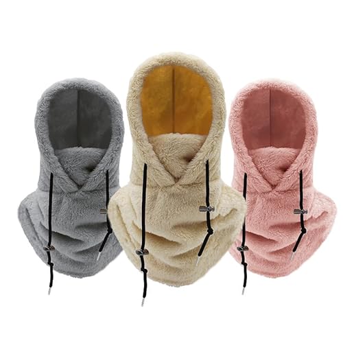 NELLN Sherpa-Kapuzen-Skimaske, Winter-Sherpa-Kapuzenschal, Winddicht, verstellbare Fleece-Skimaske, windabweisende Winter-Gesichtsmaske (Color : 3pcs, Size : One Size) von NELLN