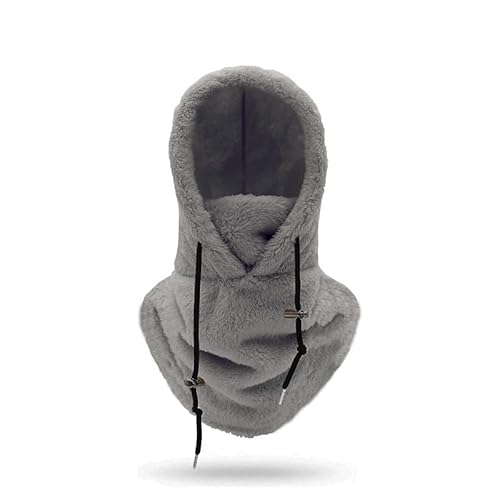 NELLN Sherpa-Kapuzen-Skimaske, Winter-Sherpa-Kapuzenschal, Winddicht, verstellbare Fleece-Skimaske, windabweisende Winter-Gesichtsmaske (Color : Gray, Size : One Size) von NELLN