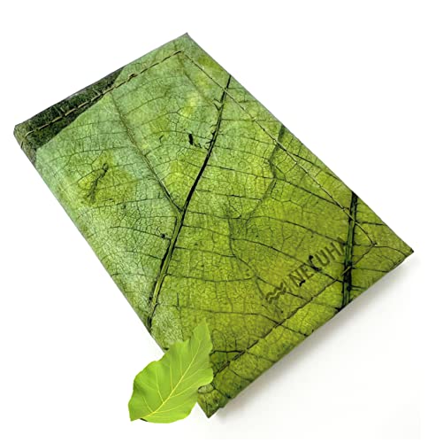 NELUHA Geldbörse klein Kreditkartenetui aus Teakblättern vegan nachhaltig Leder Alternative - Portemonnaie, Geldbeutel mini aufklappbar Farbe (Grün) von NELUHA