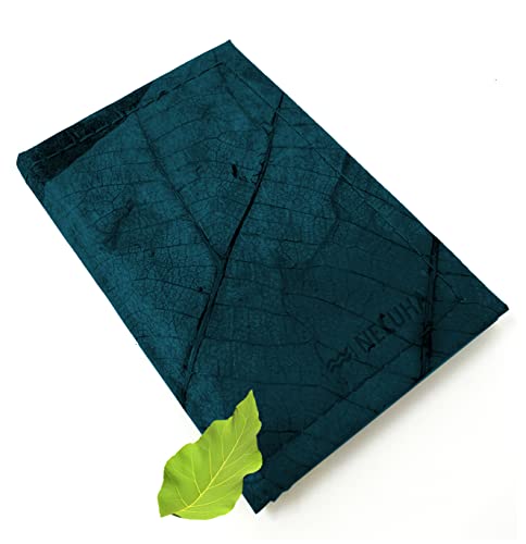 NELUHA Geldbörse klein Kreditkartenetui aus Teakblättern vegan nachhaltig Leder Alternative - Portemonnaie, Geldbeutel mini aufklappbar Farbe (Blau) von NELUHA