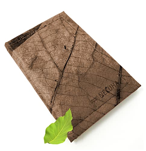 NELUHA Geldbörse klein Kreditkartenetui aus Teakblättern vegan nachhaltig Leder Alternative - Portemonnaie, Geldbeutel mini aufklappbar Farbe (Kaffee Braun) von NELUHA