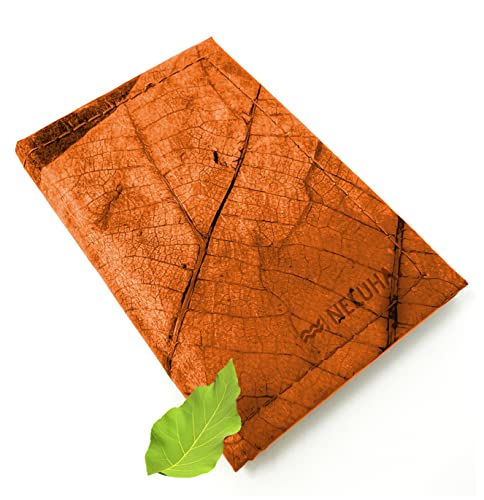 NELUHA Geldbörse klein Kreditkartenetui aus Teakblättern vegan nachhaltig Leder Alternative - Portemonnaie, Geldbeutel mini aufklappbar Farbe (Orange) von NELUHA