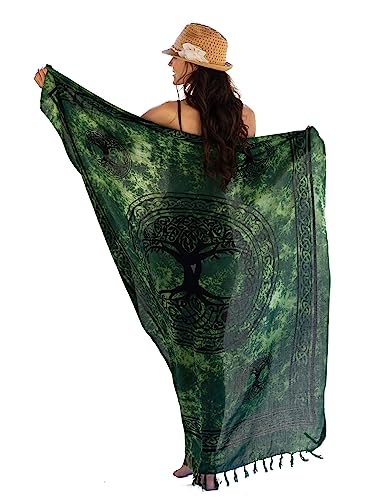 NELUHA Sarong Tuch Damen mit Saronghalter Pareo Wickeltuch Handtuchkleid Wickelrock Damen strandtuch xxl Tuch Männer pareo damen strandtuch damen tree of life petrol von NELUHA