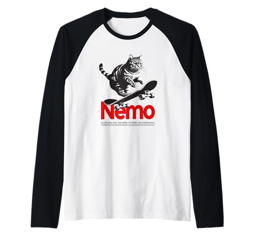 Herren NEMO - Schöner Jungen Name mit Katze & Skateboard Raglan Herren NEMO - Schöner Jungen Name mit Katze & Skateboard Raglan von NEMO Sohn Enkel Geburtstag Geschenkideen