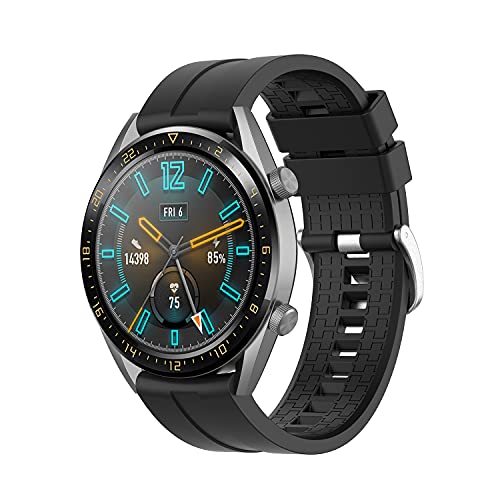 Kompatibel mit Huawei Watch GT3 Pro/GT2 46mm/GT2 Pro/GT 2e/3/3 Pro/Honor Magic Watch 2 46mm Armband Silikon Uhrenarmband Wasserdicht Sport Armbänder Ersatzband Uhrband für Herren/Damen-Schwarz von NEMUALL