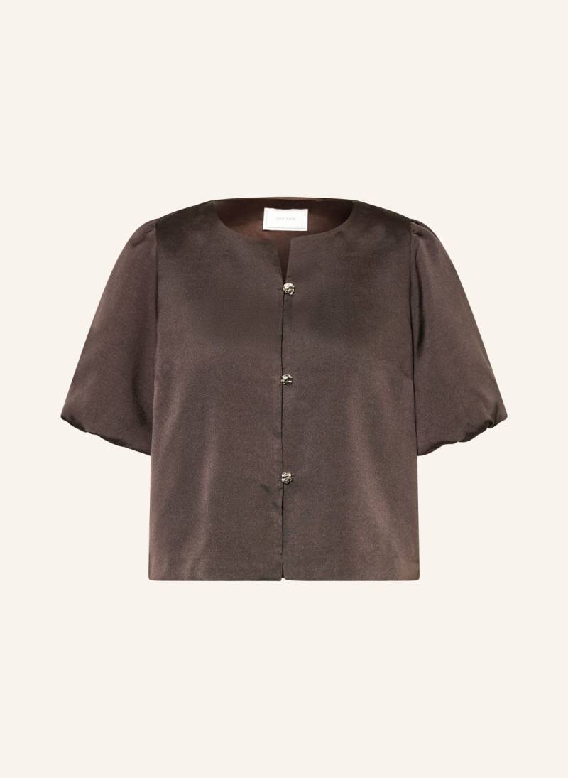 Neo Noir Blusenshirt Aisa Aus Satin braun von NEO NOIR
