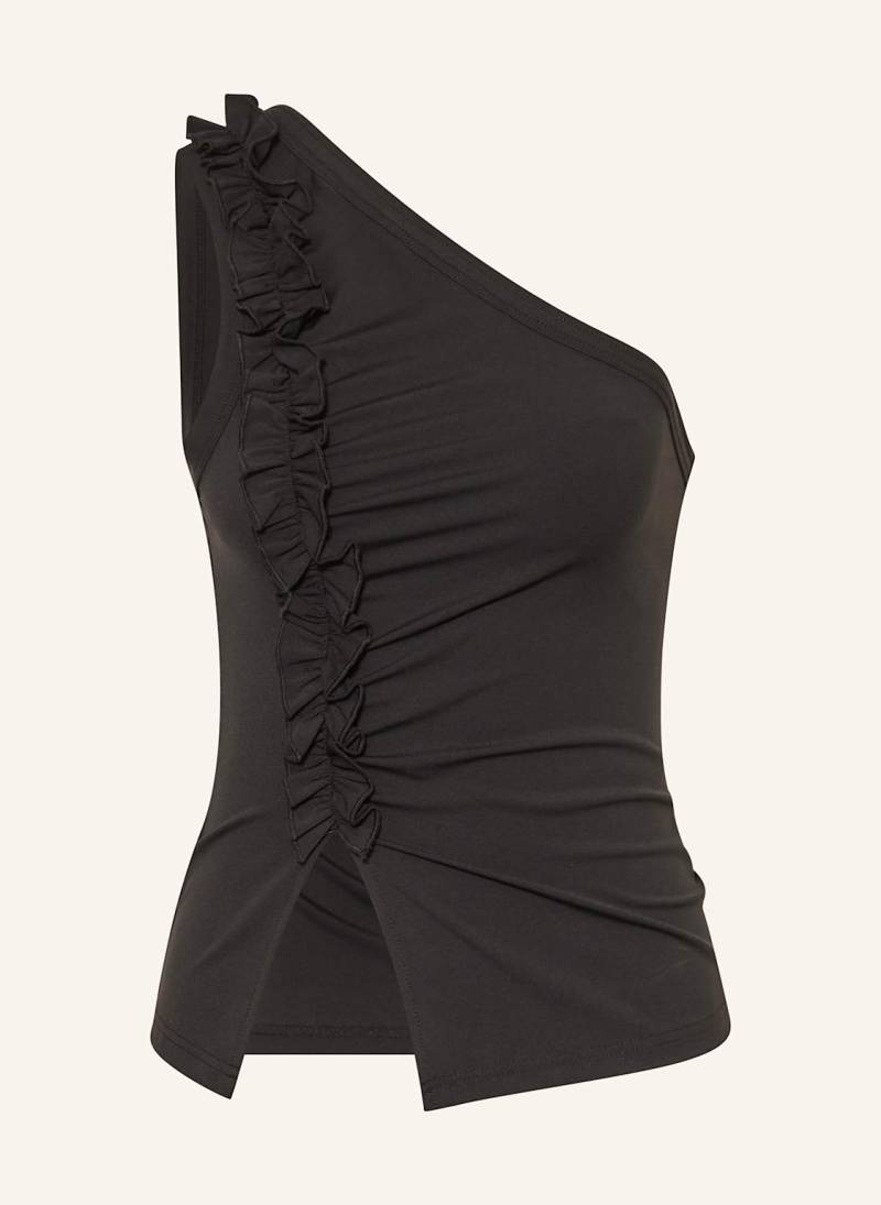 Neo Noir One-Shoulder-Top Albana Mit Rüschen schwarz von NEO NOIR