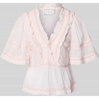 Neo Noir Regular Fit Bluse mit Häkelspitze Modell 'Evienne' in Pink, Größe 38 Neo Noir Regular Fit Bluse mit Häkelspitze Modell 'Evienne' in Pink, Größe 38 von NEO NOIR